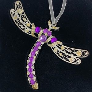 Dillards Purple Rhinestone Dragonfly Ornament NWT